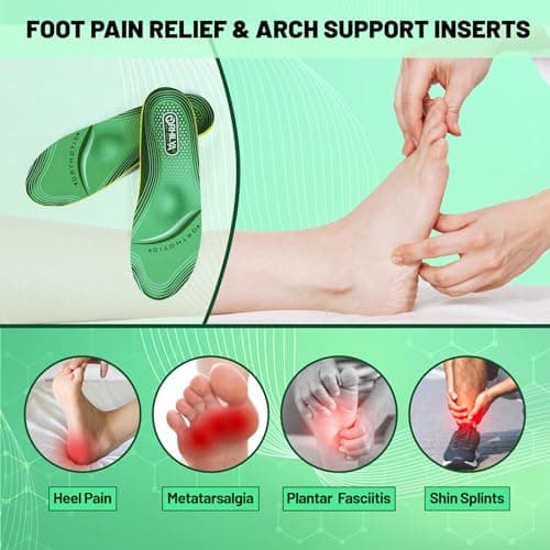 High-Arch Support Inserts for Plantar Fasciitis Relief & Metatarsal Pain, 260mm Size 7