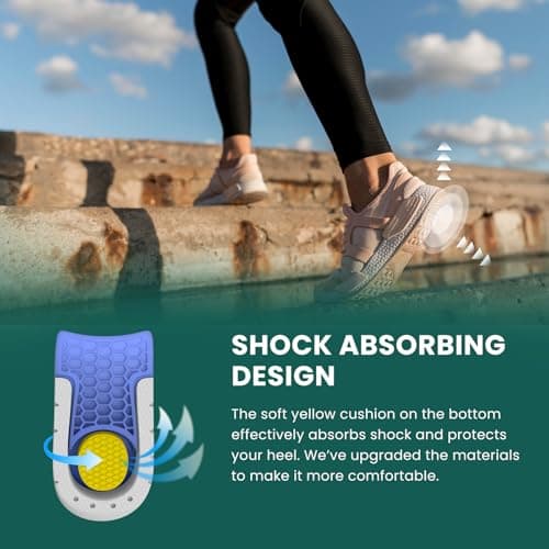 Welnove Gel Heel Cushions for Pain Relief - 0.6" to 1" Height Support for Women's 9-11.5 & Men's 7-9.5