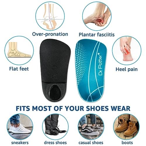 High Arch Support 3/4 Orthotic Insoles for Plantar Fasciitis and Heel Pain (X-Large)