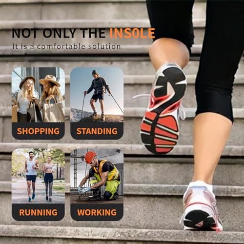 Plantar Fasciitis Relief High Arch Support Insoles for Flat Feet, Heel Pain, Foot Pain Relief, Work Boot Shoe Insoles for Standing All Day Men Women