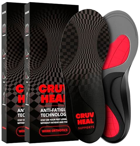 Work Orthotic Insoles - Anti-Fatigue Arch Support for Men & Women - Relieve Foot Pain - Flat Feet & Plantar Fasciitis — 2 Pairs - Gray
