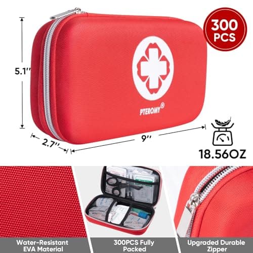 Pteromy 300 Piece Portable First Aid Kit with Hard Case