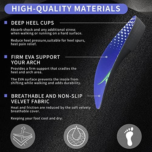 Rigid Arch Support Insoles for Flat Feet & Over-Pronation, Plantar Fasciitis Relief M