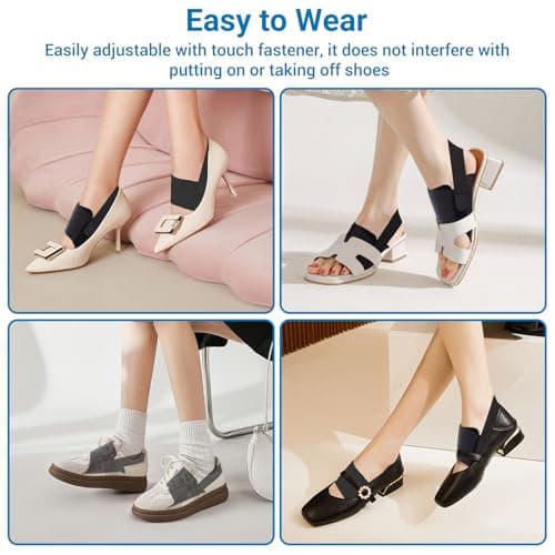 Arch Support Braces for Plantar Fasciitis & Flat Feet, Gel Inserts, Adjustable Wrap, Unisex Black