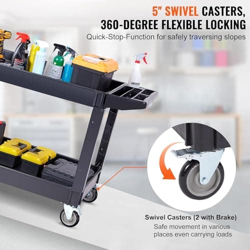Heavy Duty SIMPLI-MAGIC Rolling Cart with Deep Shelves and Ergonomic Handle