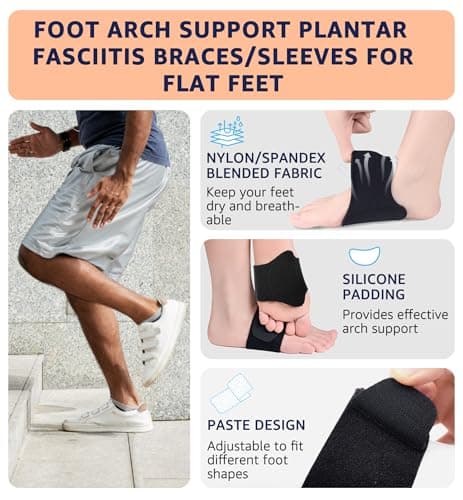 HiRui Adjustable Arch Supports (Pair) for Plantar Fasciitis, Flat Feet, High & Fallen Arches, Black