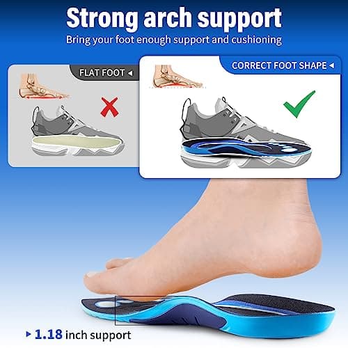 Plantar Fasciitis Insoles, Arch Support for Flat Feet, High Arch, and Foot Pain Relief