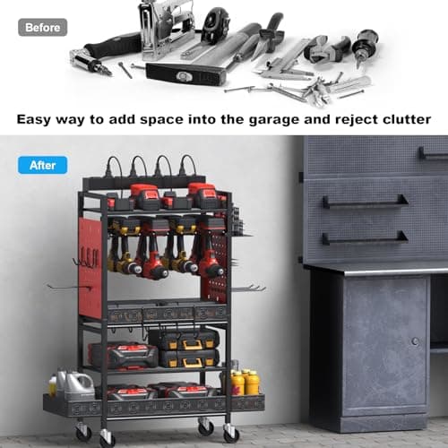 CCCEI Red Floor Standing Tool Organizer with Charging Station