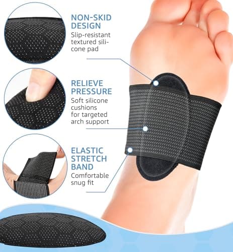 HiRui 2-Pack Arch Support Cushions for Flat & Fallen Arches - Plantar Fasciitis Relief