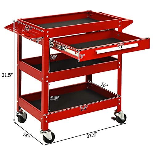 Goplus 3 Tier Rolling Tool Cart, 330 LBS Capacity