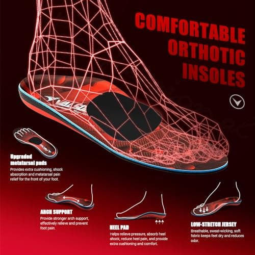 VALSOLE High Arch Support Insole, 220+ lbs, Plantar Fasciitis Pain Relief