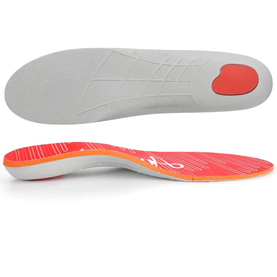 Plantar Fasciitis Relief Insoles for Men and Women Black (Men 4-4.5 | Women 6-6.5) — Red