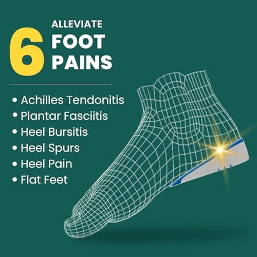 Welnove Gel Heel Cushions for Pain Relief - 0.6" to 1" Height Support for Women's 9-11.5 & Men's 7-9.5
