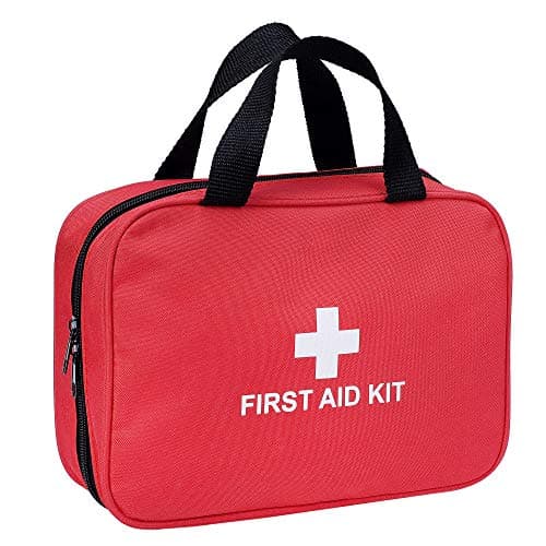 Red First Aid Kit - 230 Pieces, Fully Stocked for Emergencies | Car, Home, Travel, Camping, Office, Sports