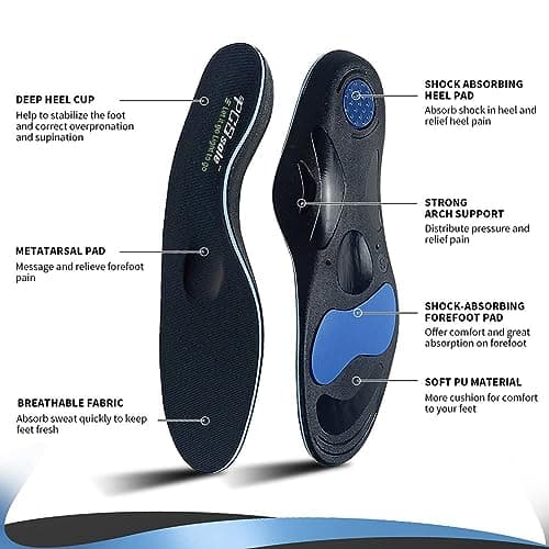PCSsole High Arch Support Gel Insoles for Flat Feet, Plantar Fasciitis, Heel Pain, Metatarsalgia, Over Pronation