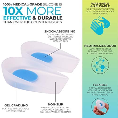 BraceAbility Heel Spur Cups | Medical-Grade Silicone Plantar Fasciitis Cushions & Gel Foot Orthotics (Pair - X-Large)