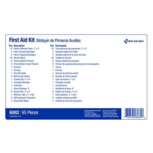 25-Person Emergency First Aid Kit - 6082, Office, Home, Construction, 95 Pieces, White