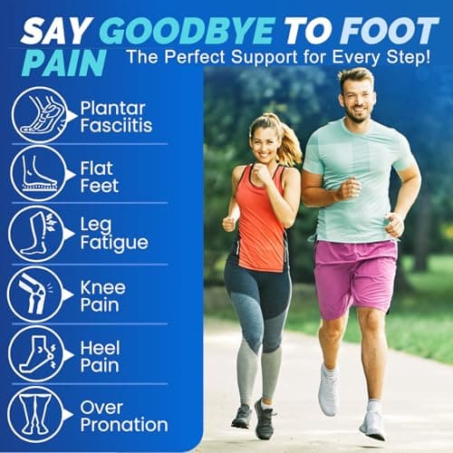 Bamboo Charcoal Orthotic Insoles for Plantar Fasciitis, Heavy Duty Arch Support & Odor Control