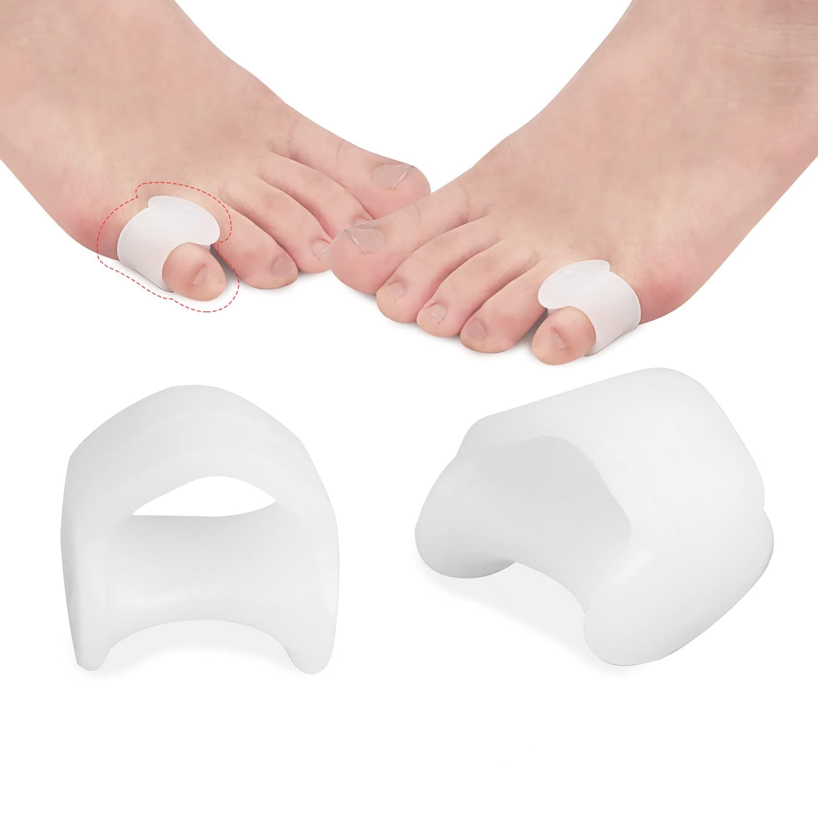 White Gel Toe Separators for Women with Overlapping Toes and Bunions