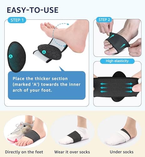 HiRui 2-Pack Arch Support Cushions for Flat & Fallen Arches - Plantar Fasciitis Relief