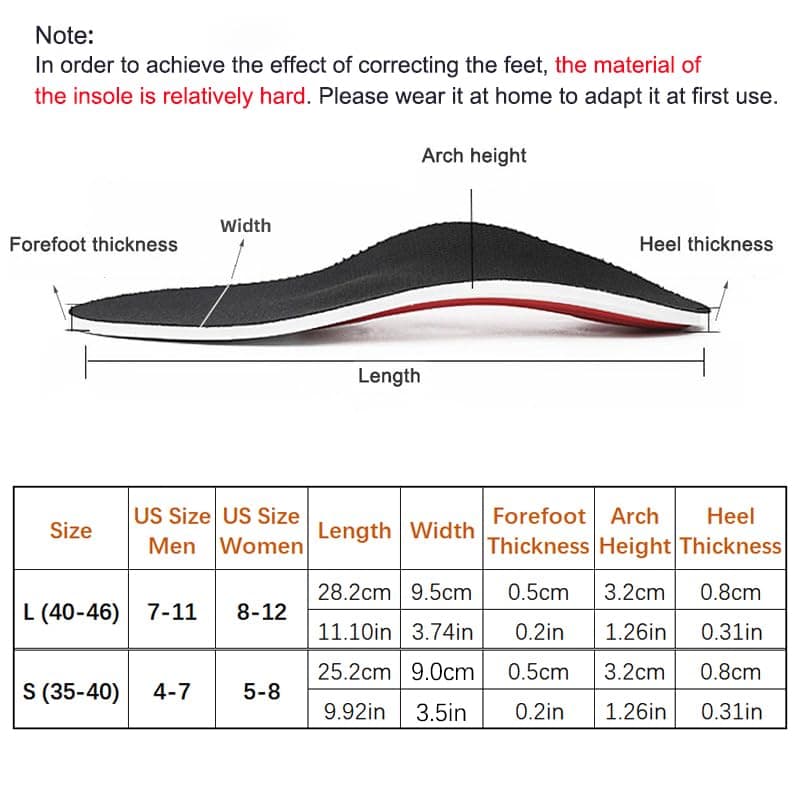 Orthotic Arch Support Insoles for Men and Women with Flat Feet and Plantar Fasciitis