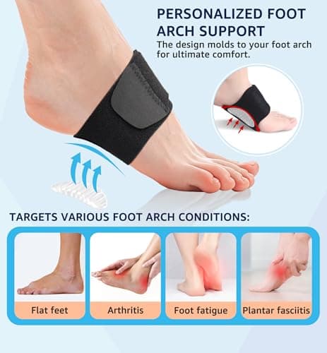 HiRui Adjustable Arch Supports (Pair) for Plantar Fasciitis, Flat Feet, High & Fallen Arches, Black