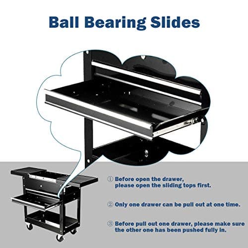 Goplus 4-Tier Rolling Tool Cart with Lockable Drawers, Black