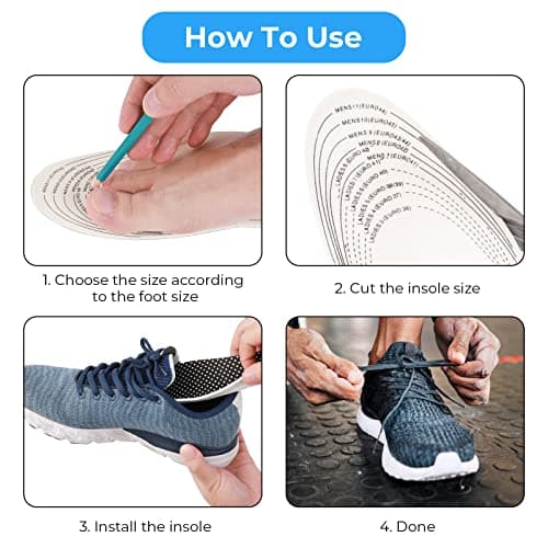 Sibba Breathable Memory Foam Shoe Insoles, Cut to Size for Men Women Sports Running Size 36-46