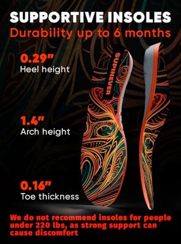 High Arch Support Plantar Fasciitis Insoles for Work Boots and Shoes (XL)