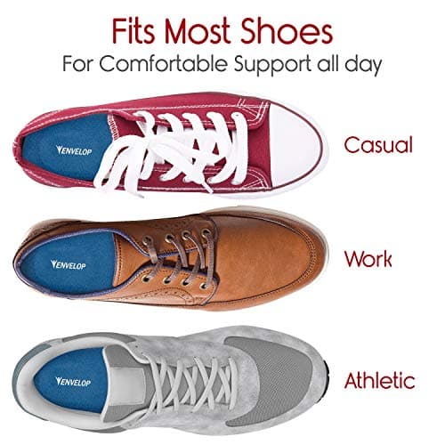 Envelop 3/4 Arch Support Inserts for Men and Women - Plantar Fasciitis, Flat Feet, Over-Pronation Relief - Running & Bas