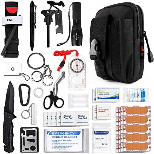 Kitgo Khaki Emergency Tourniquet Survival Kit for Outdoor Adventures — Black