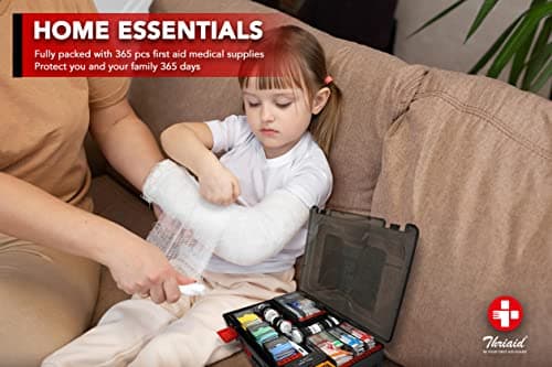 365-Piece First Aid Kit in Durable Hard Case for Home, Office, Car, Travel (Black)