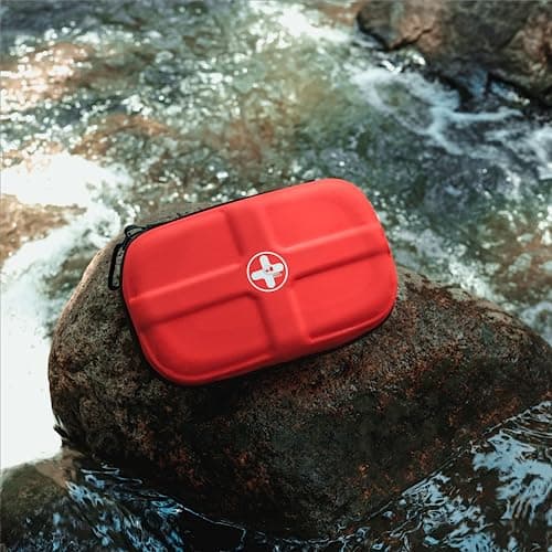 RHINO RESCUE EVA First Aid Kit, Small Waterproof Portable Emergency Hiking Kit (Red)