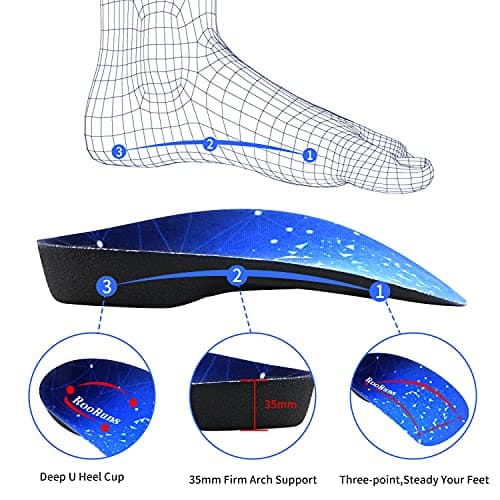 Orthotic Inserts for High Arches & Foot Pain Relief - Size S (Men 5-6 / Women 6-7)