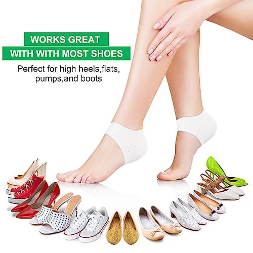 Hicdaw Reusable Silicone Heel Protectors, Pain Relief & Blister Protection, Ventilation Holes, Men & Women (4 Pairs Whit