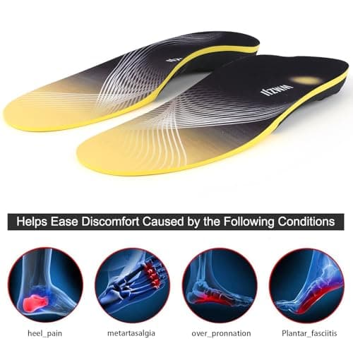 Orthotic Insoles for Arch Support - Plantar Fasciitis Pain Relief (Black)