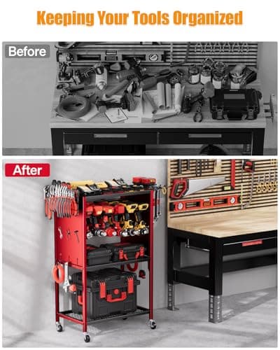 Heavy-Duty Power Tool Storage Cart with Wheels - Large Rolling Organizer for Garage
