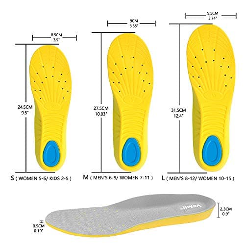 VoMii Memory Foam Shoe Insoles for High Arch Support and Plantar Fasciitis Relief