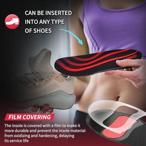Men's Plantar Fasciitis Insoles - Arch Support & Shock Absorbing Gel for Flat Feet Relief