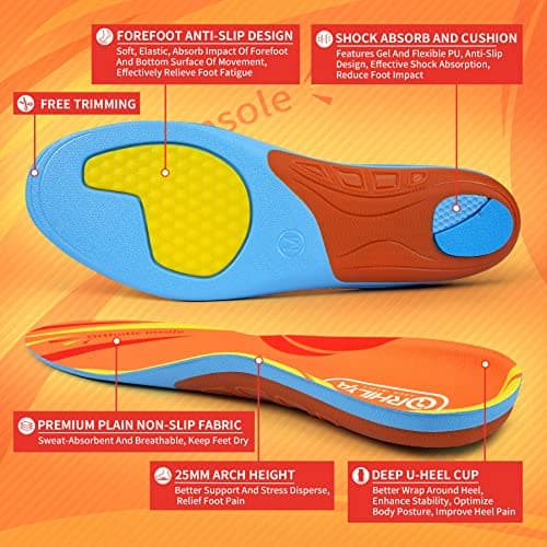 Orthopedic Gel Inserts for Flat Feet Pain Relief Men Women M