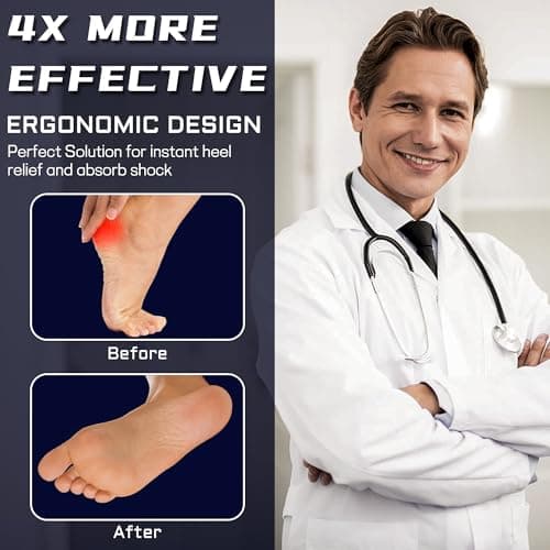 2 Pairs Plantar Fasciitis Heel Cups: Shock Absorption Inserts for Heel Pain & Foot Pressure Relief (Women/MEM)