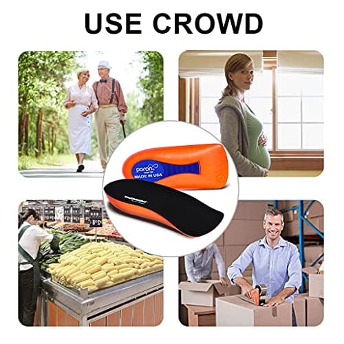 Poron-Made USA Heel Cups for Plantar Fasciitis Pain Relief (Black)