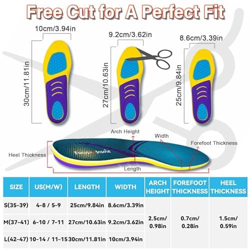RooRuns High Arch Support Insoles for Flat Feet Pain Relief