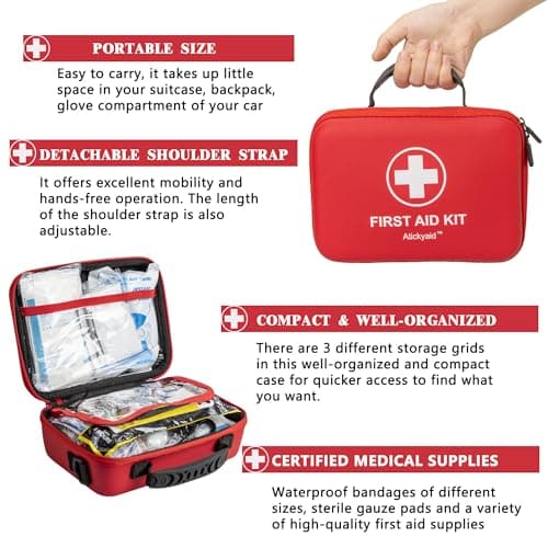 340 Piece Waterproof First Aid Kit for Home, Car, Travel, Outdoor Sports - Emergency Supplies