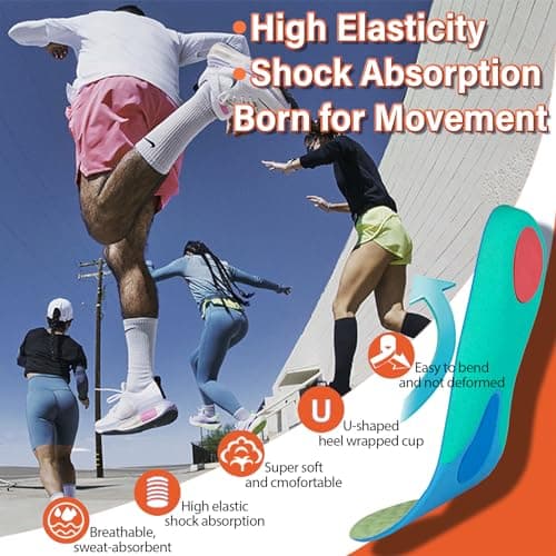 RooRuns Plantar Fasciitis Arch Support Insoles, Pain Relief for Flat Feet