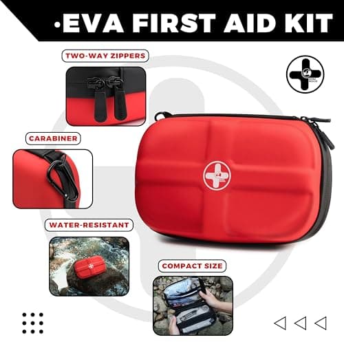 RHINO RESCUE EVA First Aid Kit, Small Waterproof Portable Emergency Hiking Kit (Red)