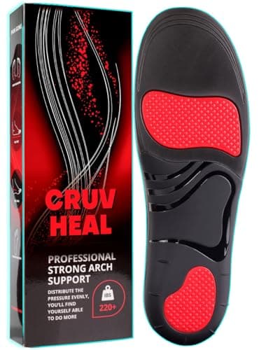 High Arch Support Insoles for Men & Women - Plantar Fasciitis Relief - Boot Work Shoes (S, Black) — Black