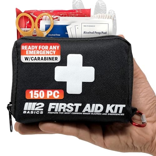 M2 Basics All-Purpose 150 Piece First Aid Kit | Car, Travel, Home, Hiking, Camping, Survival