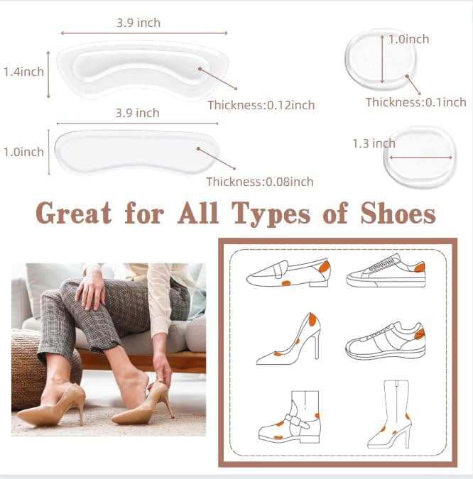 Gel Heel Cushion Pads for Men and Women Shoes