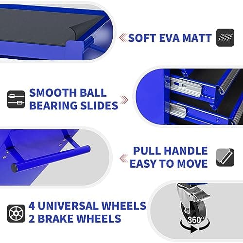 Wheelchair Tool Cart with 4 Drawers, Lockable Storage, Garage Workshop Organizer